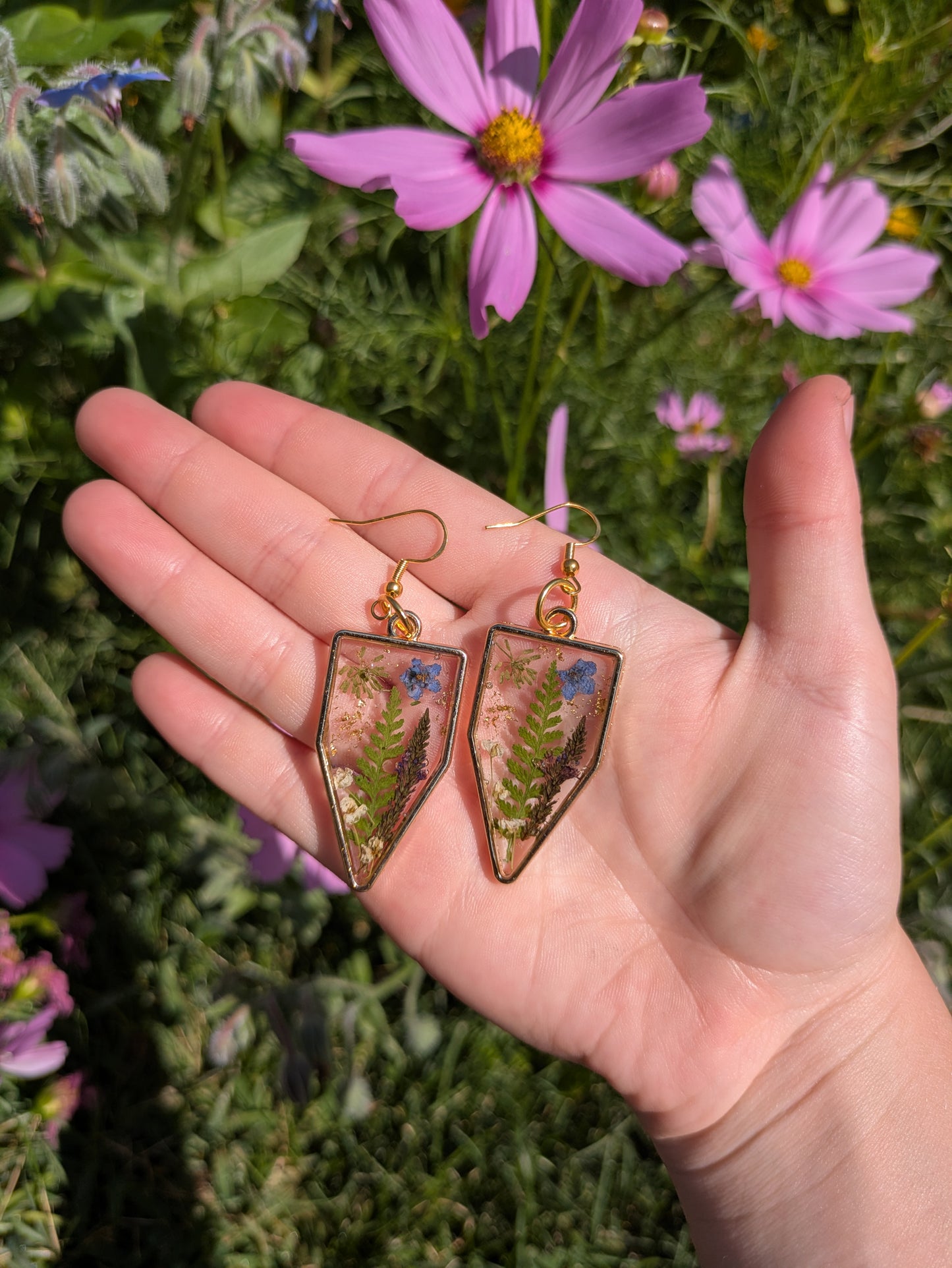 Forget Me Not Fern Golden Earrings