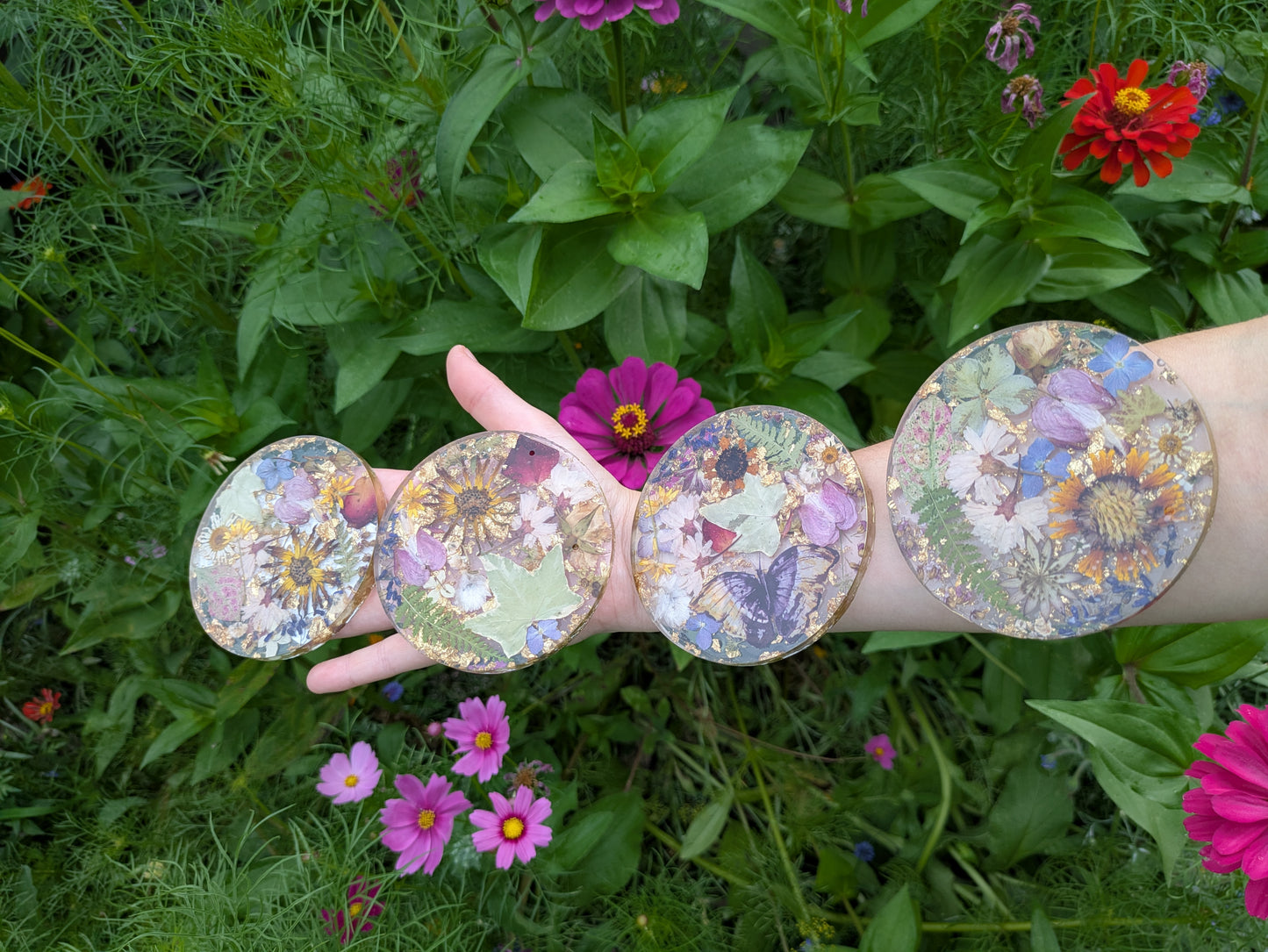 Floral Gold Leaf Coaster Set of 4