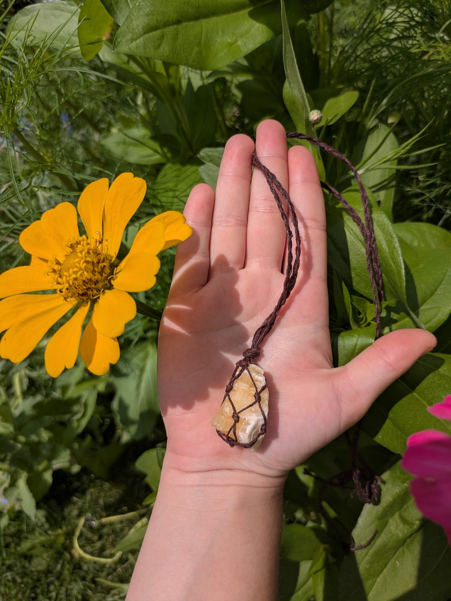 Orange Calcite Wrapped Necklace