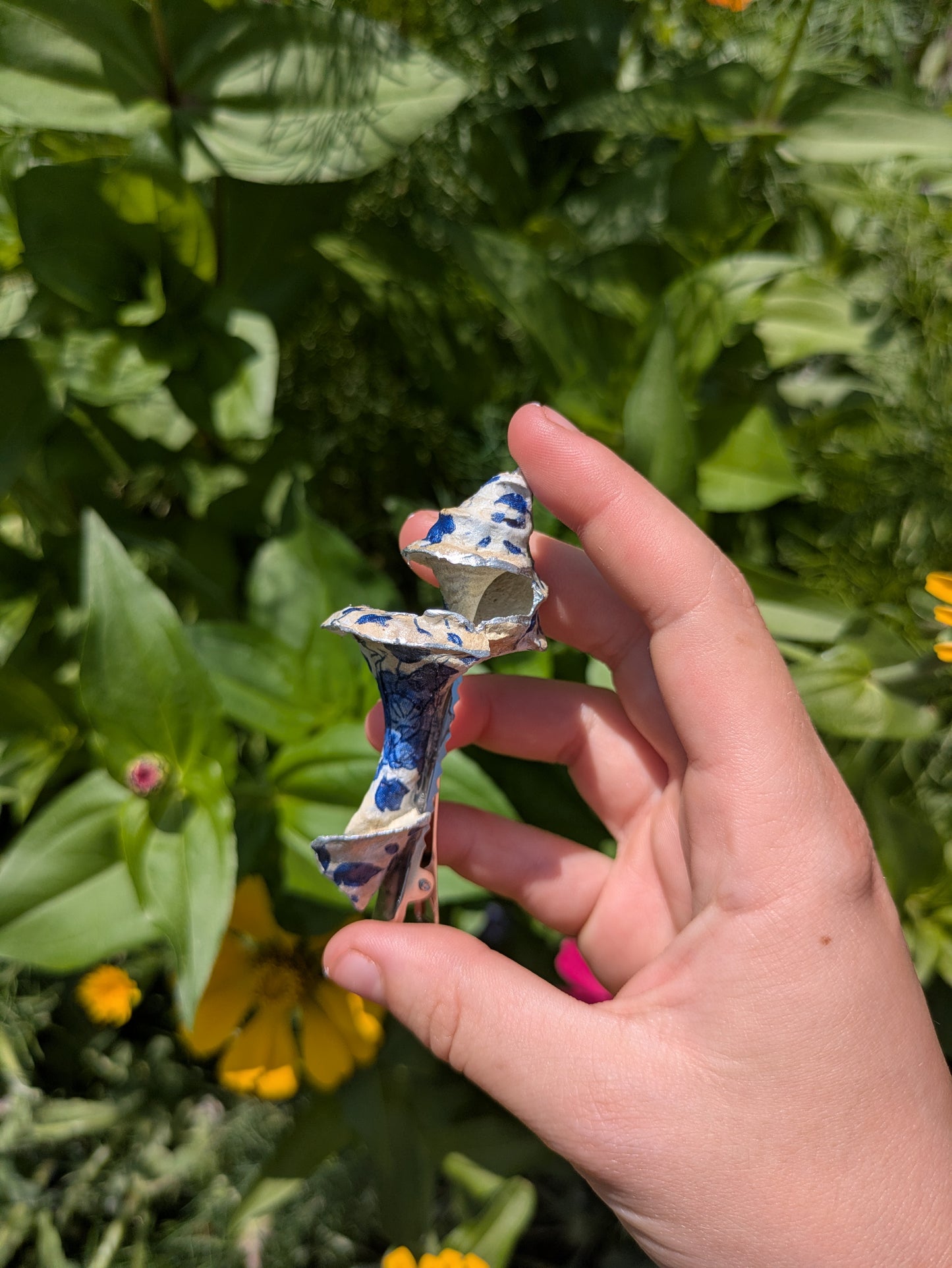 Blue Floral Conch Shell Hair Clip