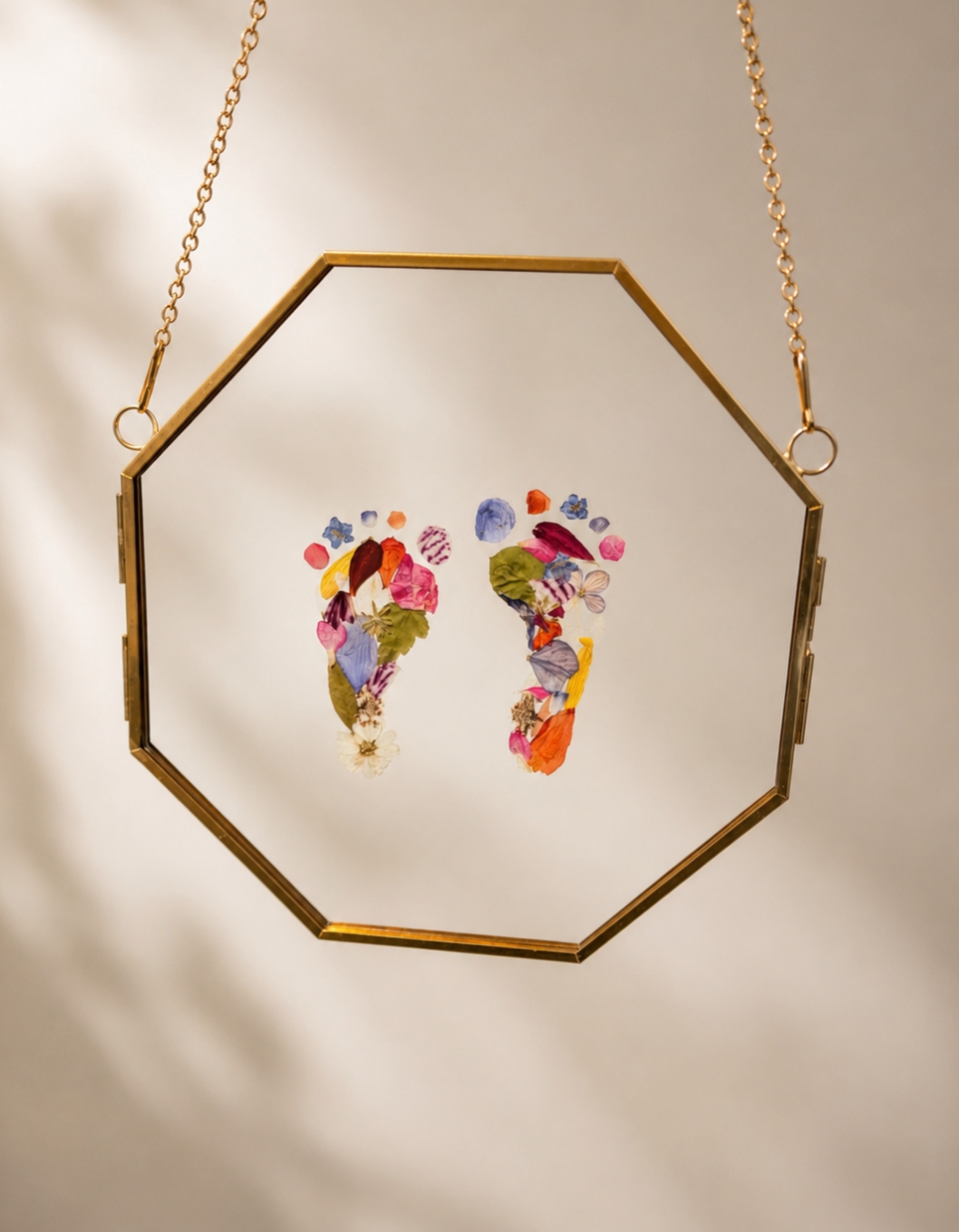 Botanical Newborn Footprint | 6x6 Floating Frame