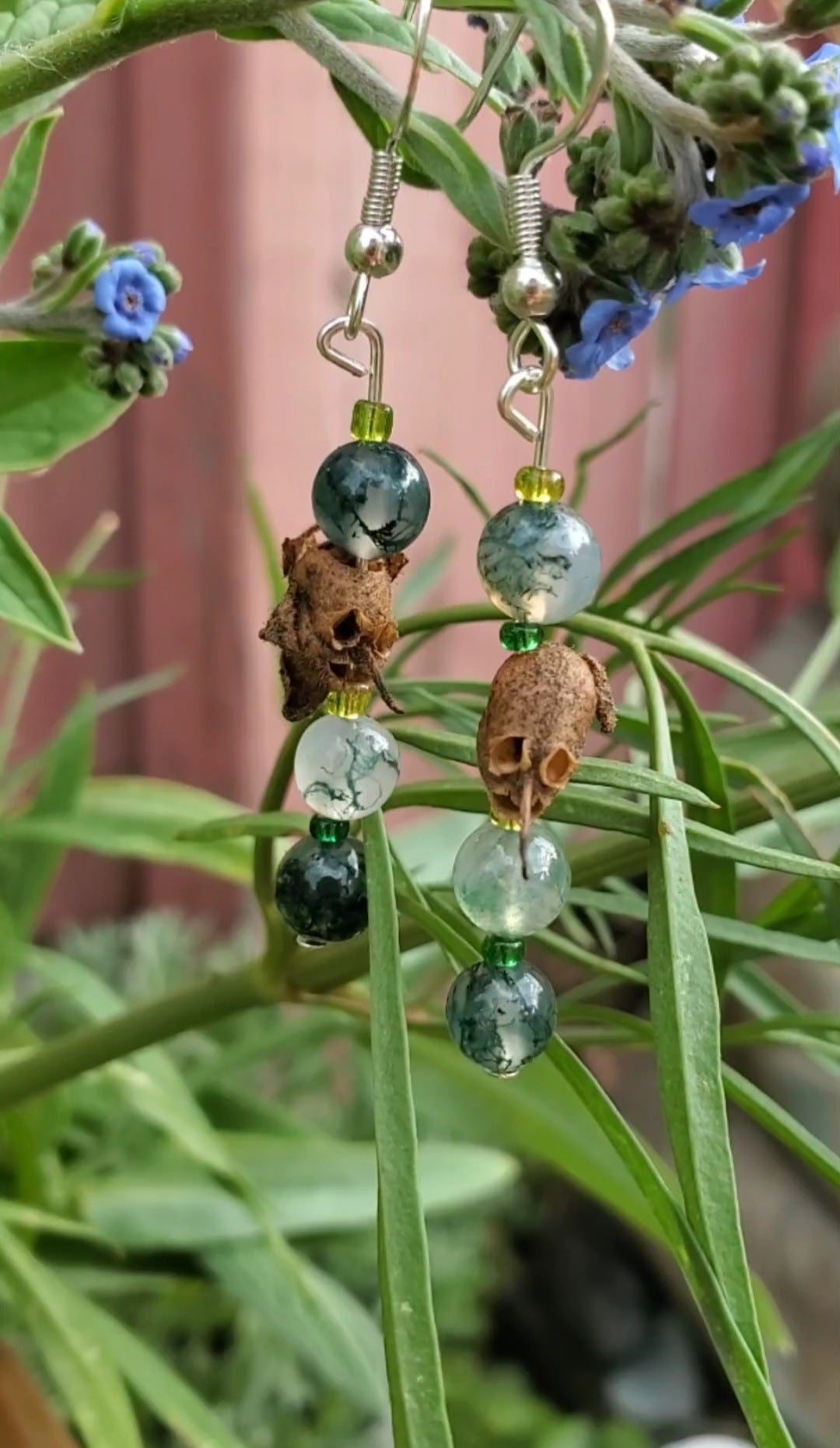 Goblin Faerie Moss Agate Earrings