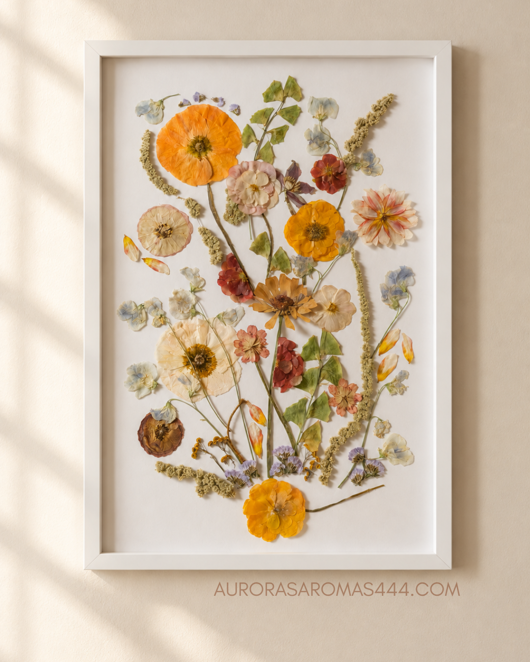 24x16 White Shadow Box Frame | Abstract Garden Style