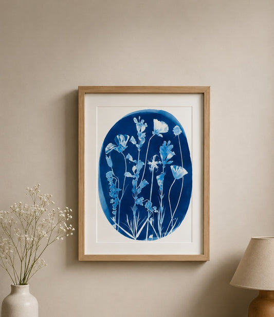 Cyanotype Bouquet Print | Framed