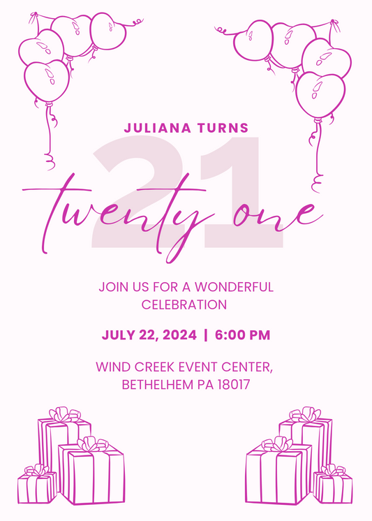Birthday Invitation | Printed • Digital & Envelopes
