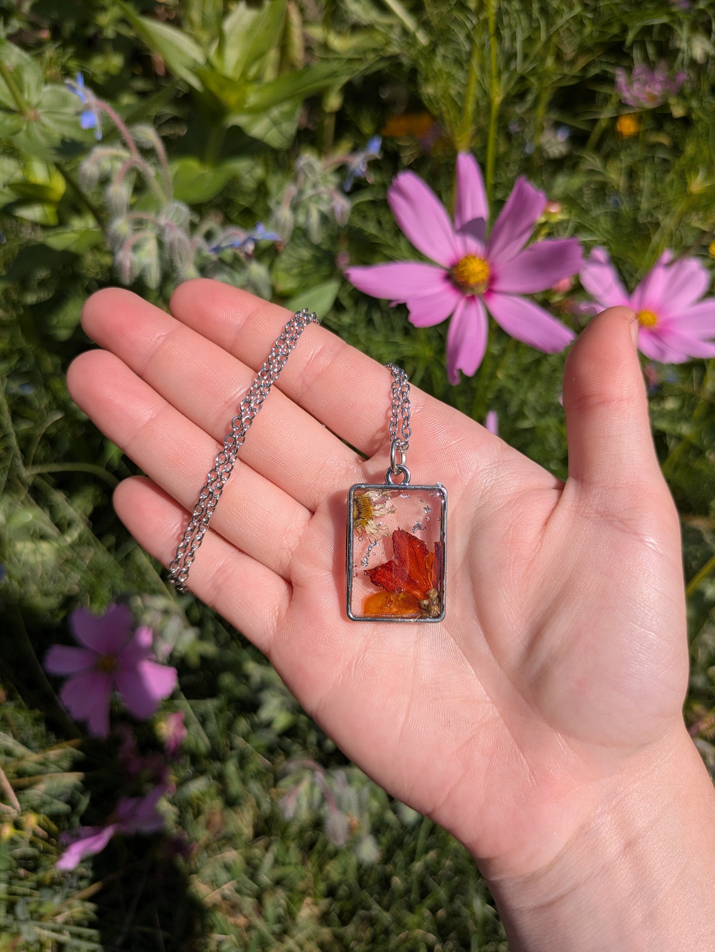 Wild Flower Silver Necklace