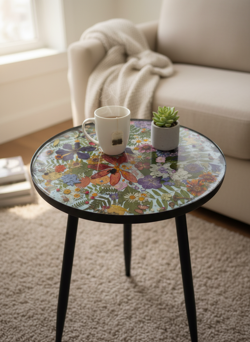 Pressed Bouquet Side Table 17"
