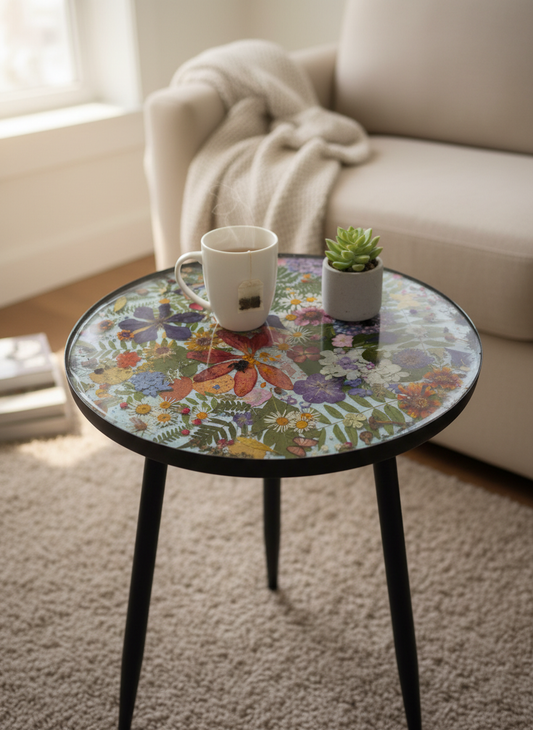 Pressed Bouquet Side Table 17"