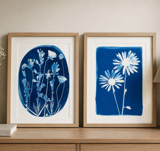 Cyanotype Bouquet Print | Framed