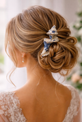 Blue Floral Conch Shell Hair Clip