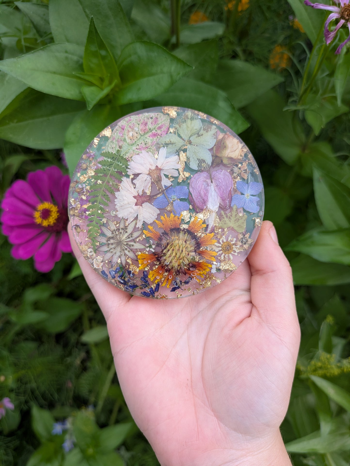 Floral Gold Leaf Coaster Set of 4