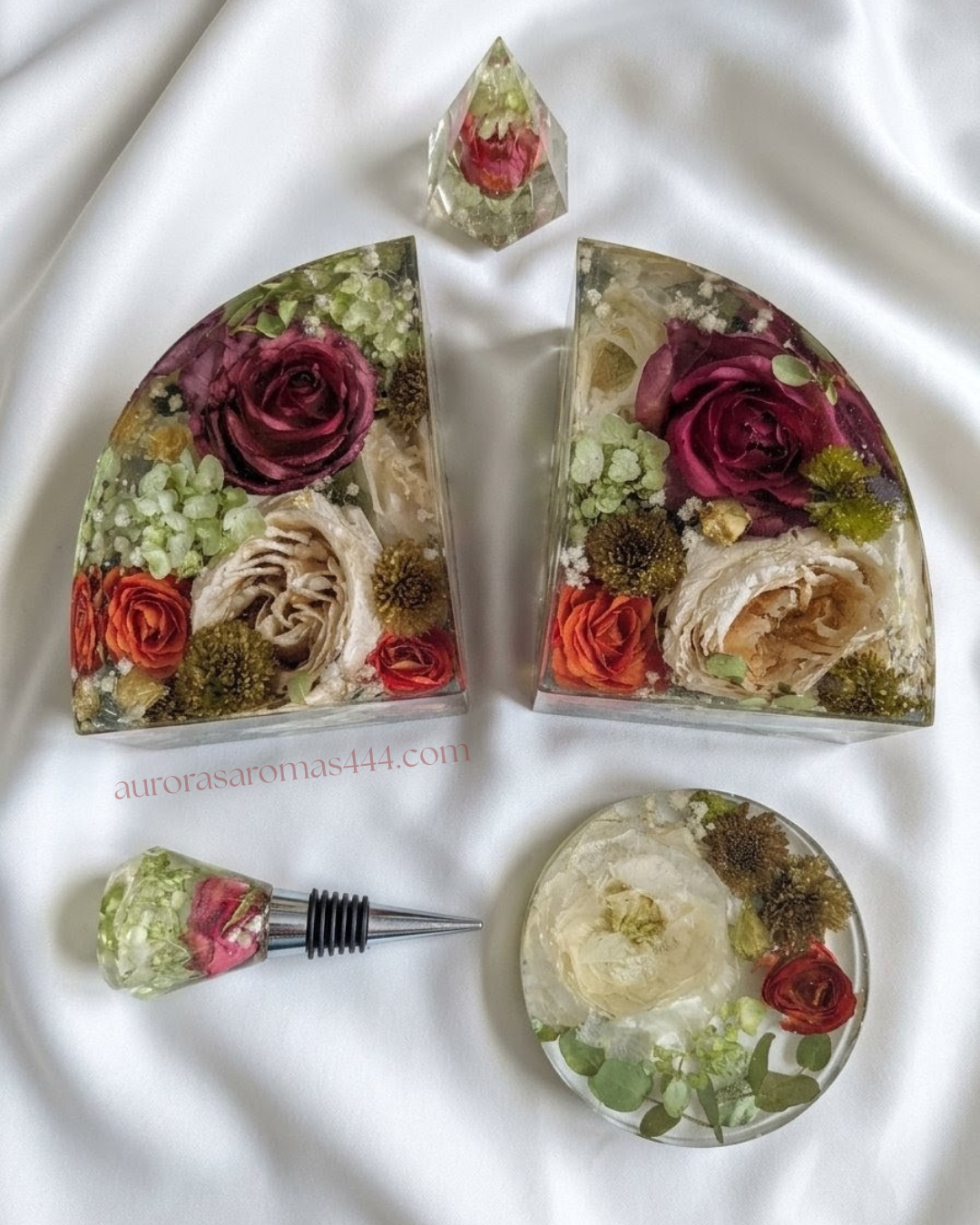 Ever After Bloom Bundle | Set of Book Ends | Ring Holder | Wine Stopper | Ornament