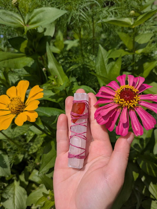 Raw Wrapped Selenite Wand