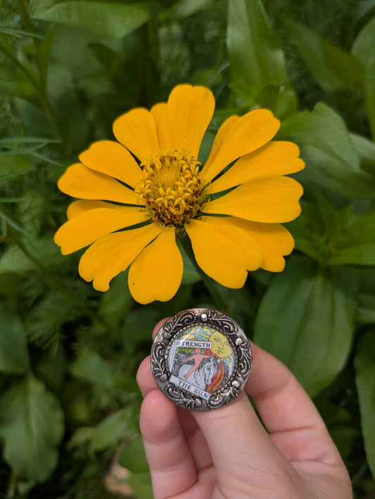 Sun & Strength Tarot Card Ring