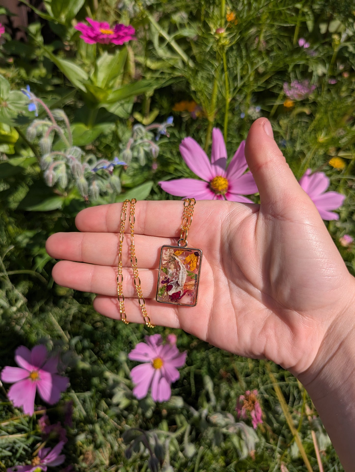 Floral Golden Mouse Jaw Necklace
