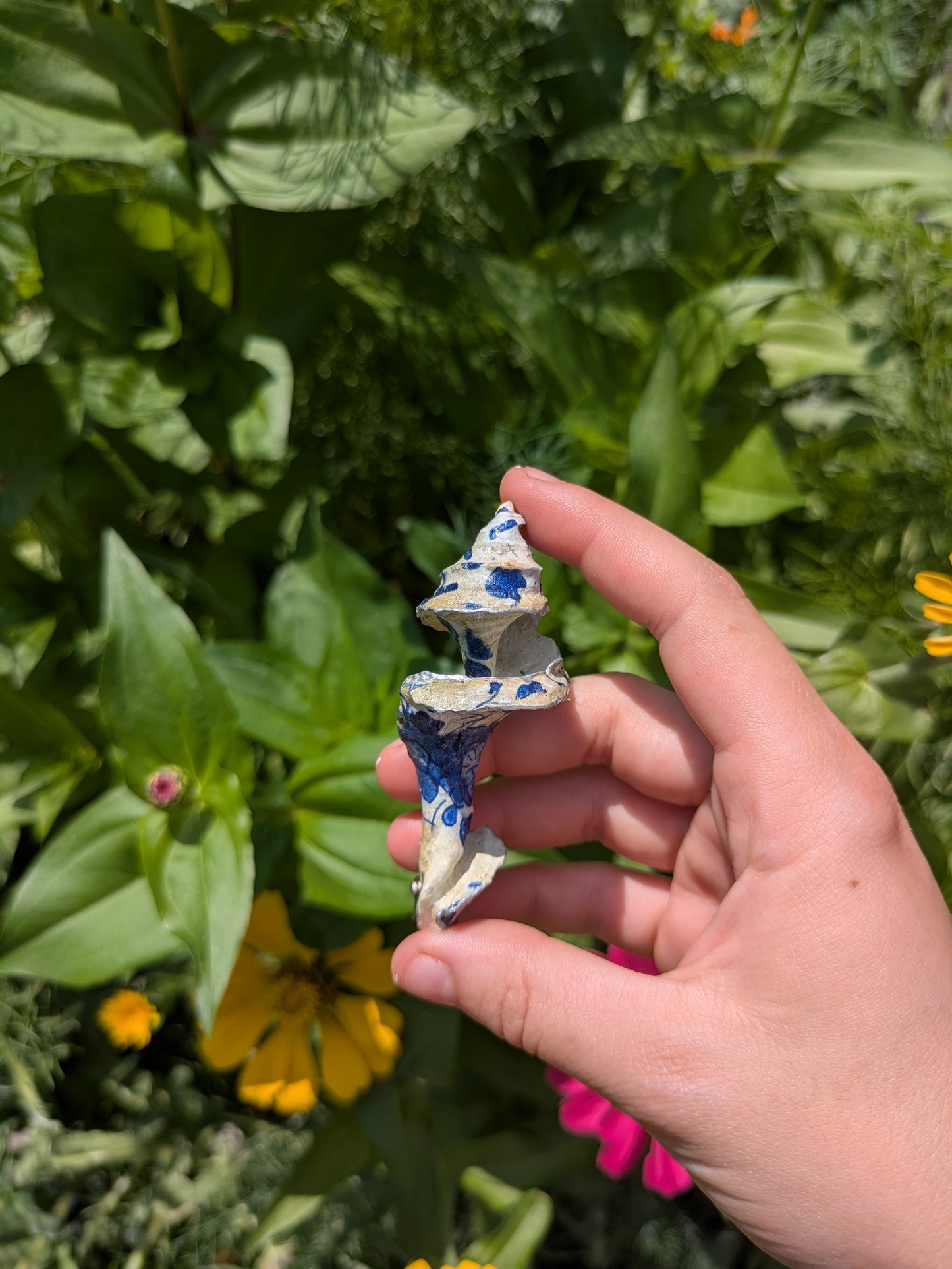 Blue Floral Conch Shell Hair Clip