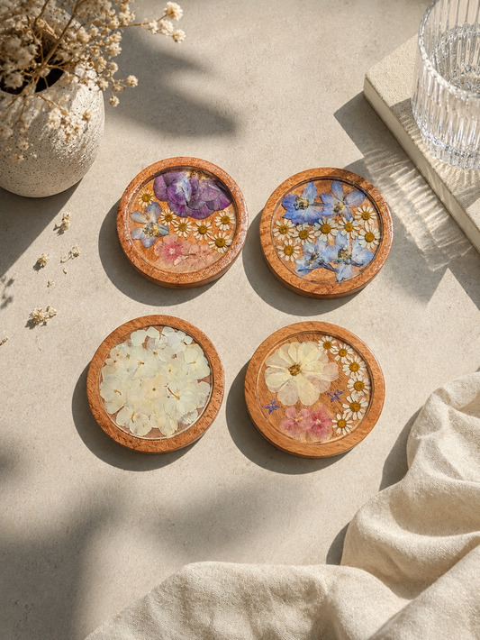 Ever After Botanical Wooden Coasters | Set of Four