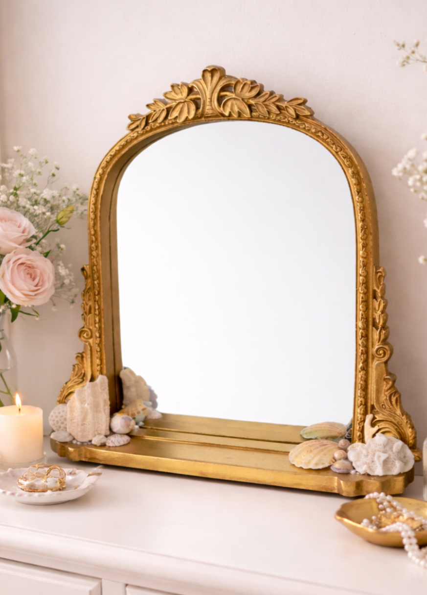 Sea Shell & Coral Gold Mirror