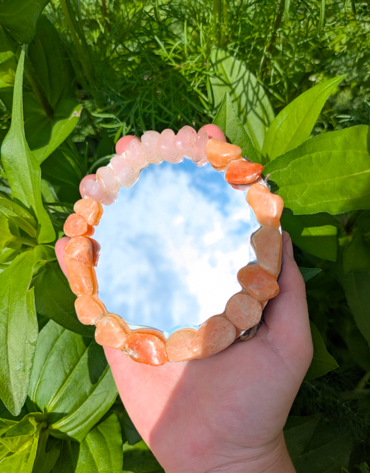 Orange Calcite & Rose Quartz Self Love Mirror
