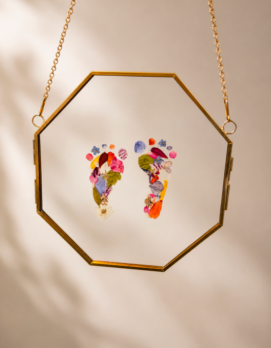 Botanical Newborn Footprint | 6x6 Floating Frame