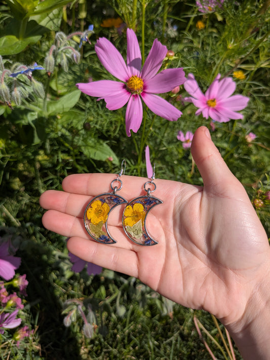 Buttercup Crescent Moon Earrings