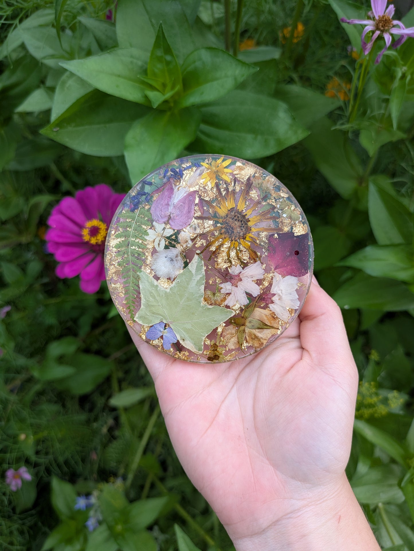 Floral Gold Leaf Coaster Set of 4